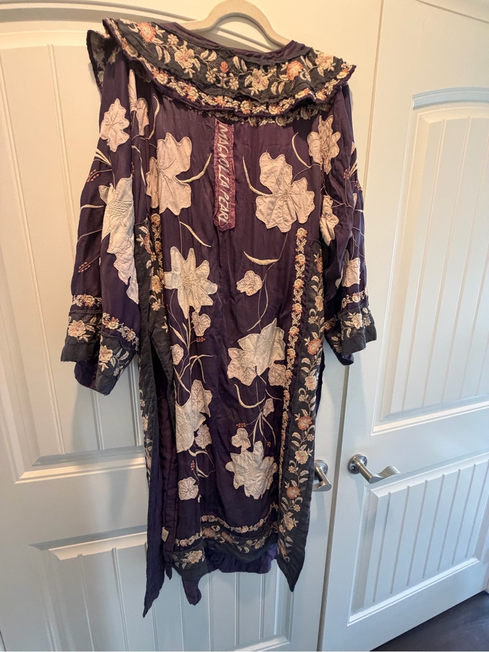 Magnolia Pearl Danji Boho Floral Embroidered Kimono in Deep Purple - Picture 2 of 10